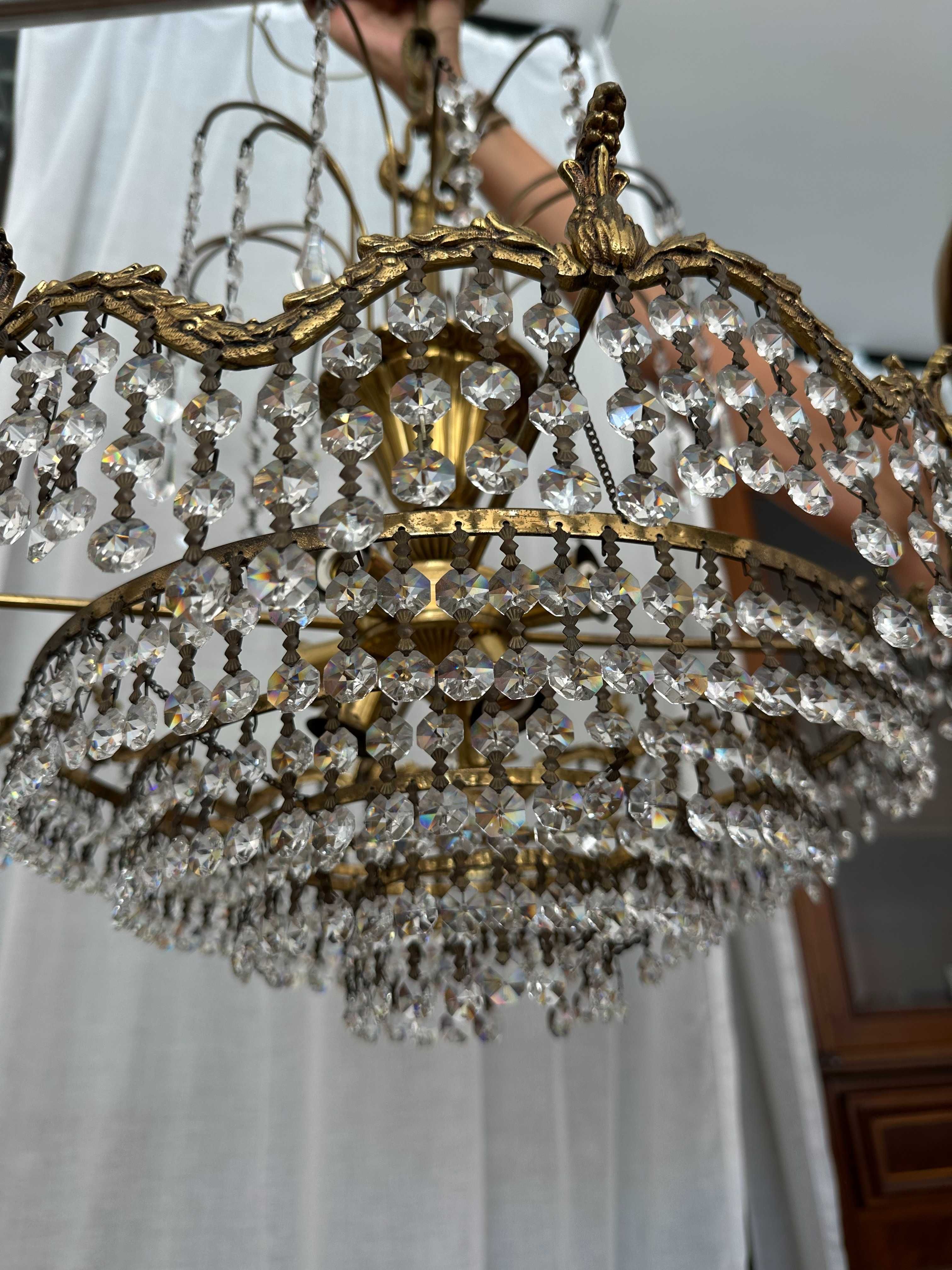 Lustre, Candeeiro de Teto Antigo em Cristal – Peça Única e Elegante