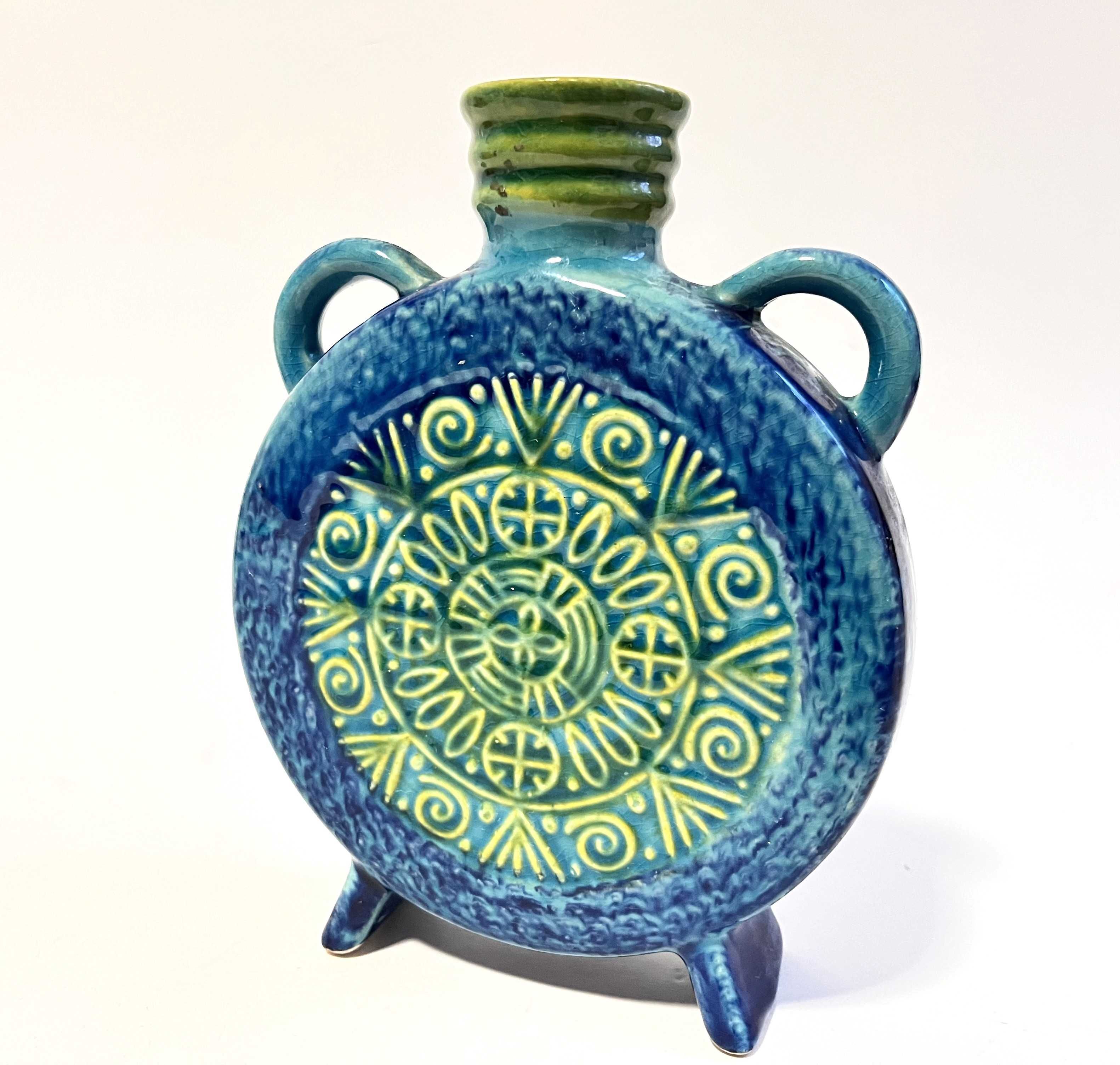Ceramika wazon niebiesko-zielony Bay Keramik  ludowy etniczny