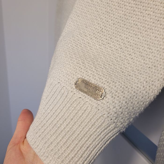 Sweter męski z łatami reserved M L szary jasny bawełna