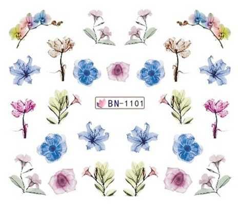 bn1101 naklejki wodne na paznokcie kwiaty