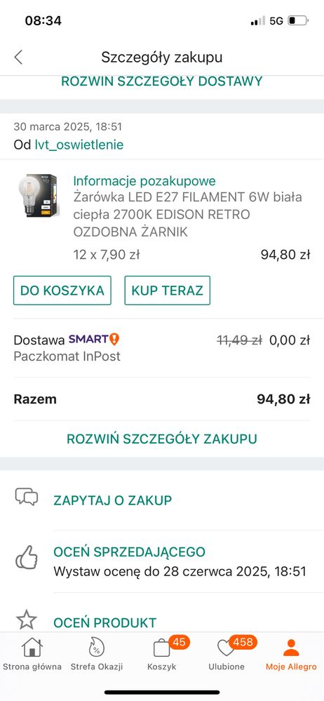 Dwie piekne lampy sufitowe wiszace- żarowki Edison gratis!