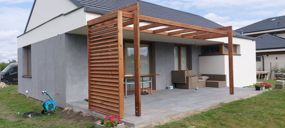 Taras,Altana,Wiata,Elewacja drewniana, konstrukcje drewniane pod panel