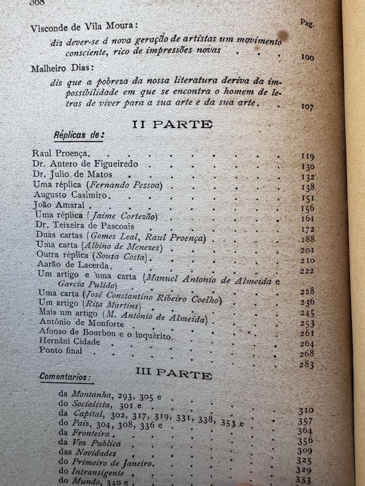 Fernando Pessoa - Inquerito Literario de Boavida Portugal - 1915