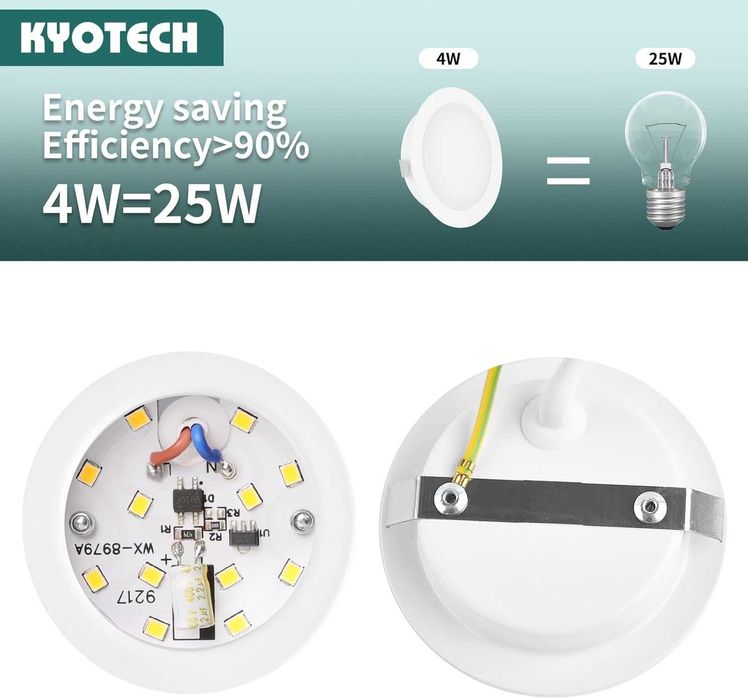 Oświetlenie szafkowe LED 230V 4W Wpuszczane Reflektory do Mebli 3 szt.