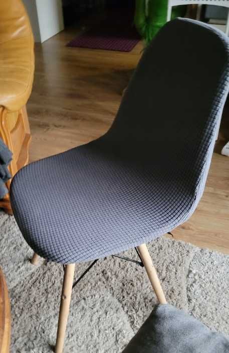 Pokrowce na krzesła skandynawskie elastyczne 4 sztuki żakardowe szare