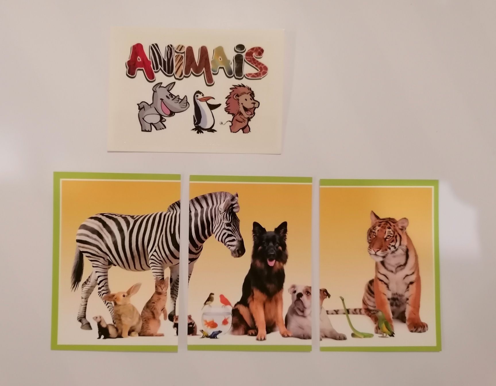 Conjunto de 4 cromos Animais, edição 2013 da Panini