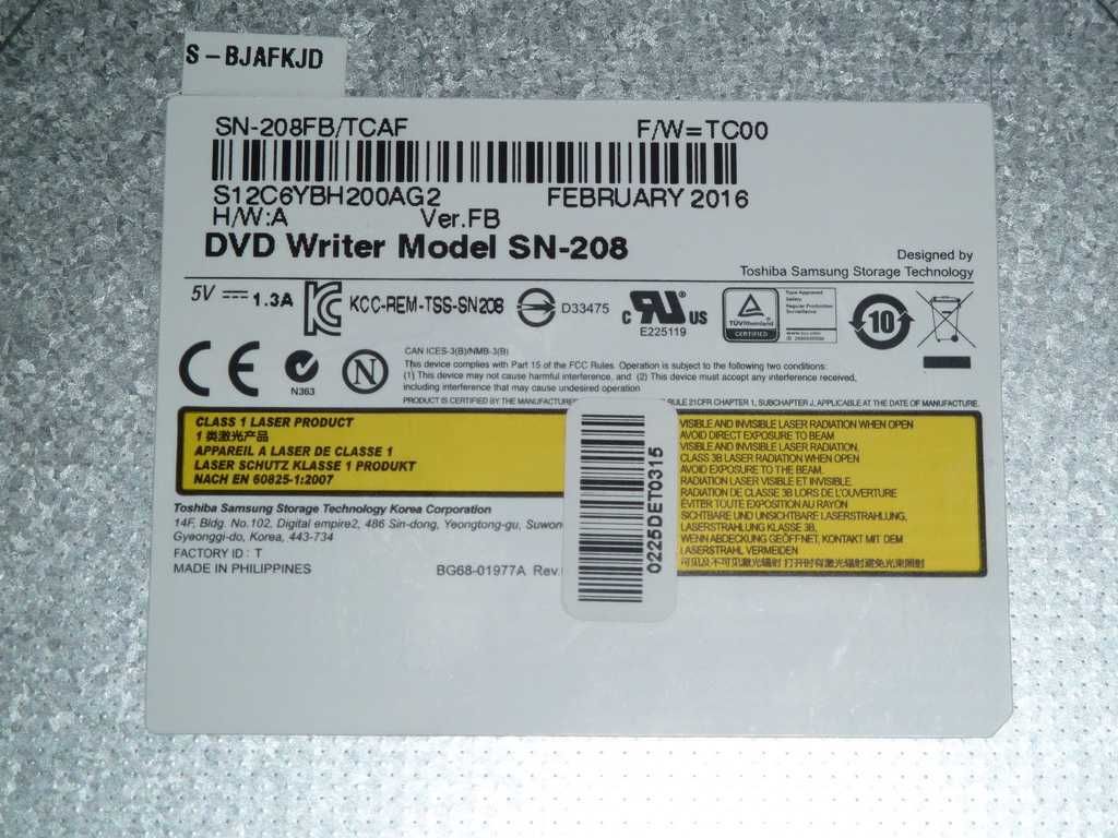 NAPĘD LAPTOP dvd-rw sata Samsung SN-208 SLIM + FRONT (nowy)