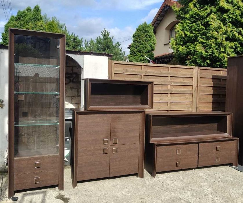Meble BRW Sorrento komplet witryna + komoda + RTV + 2 x półka
