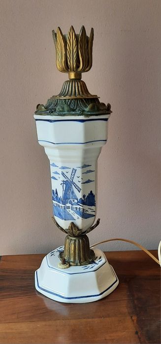 Vintage porcelanowa podstawa do lampki nocnej w stylu Holenderskim