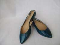 Rosella Lope skórzane niebieski sandałki lakierki 36