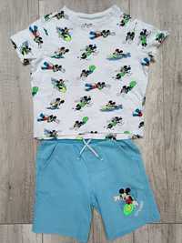 Komplet chłopięcy: t-shirt krótkie spodenki, Myszka Miki, Disney, 110