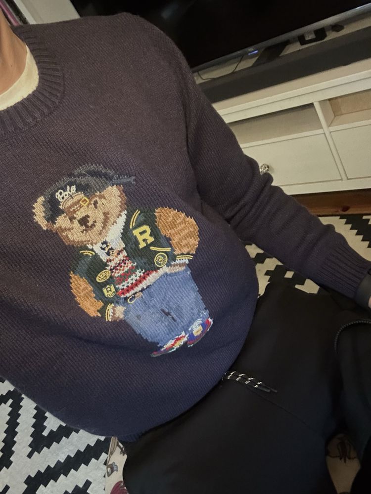 seeter polo ralph lauren miś bear niebieski stylowy męski