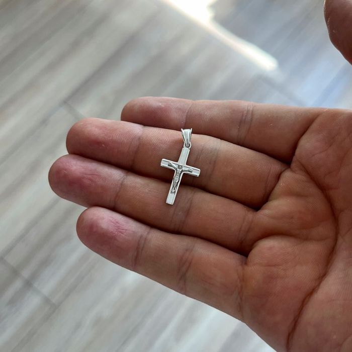 Elegancki Srebrny Krzyżyk 925 Pamiątka Chrztu Świętego Dla Chłopca + G