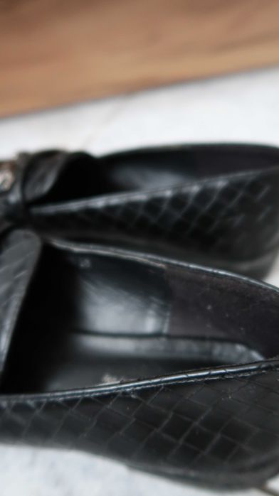 CCC lofersy czarne skórzane mokasyny buty żeglarskie