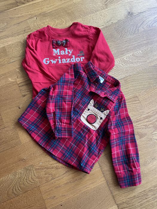 Komplet zestaw bluzek 74 świąteczne