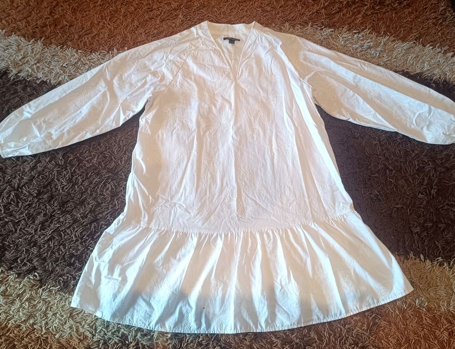 Nowa jesienna sukienka z wzorem strukturalnym, falbanka, długi rękaw