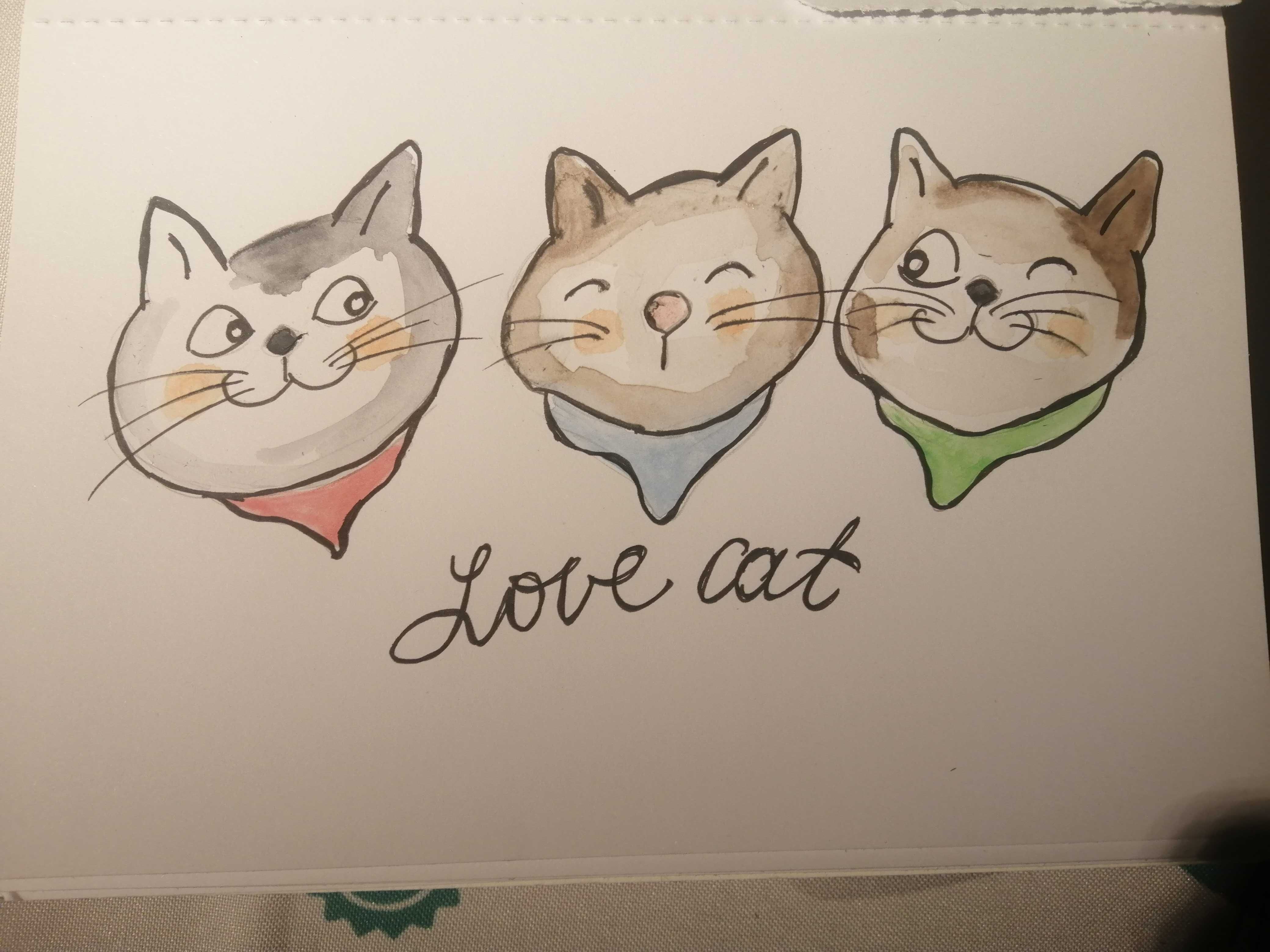 Grafika plakat koty, love cat