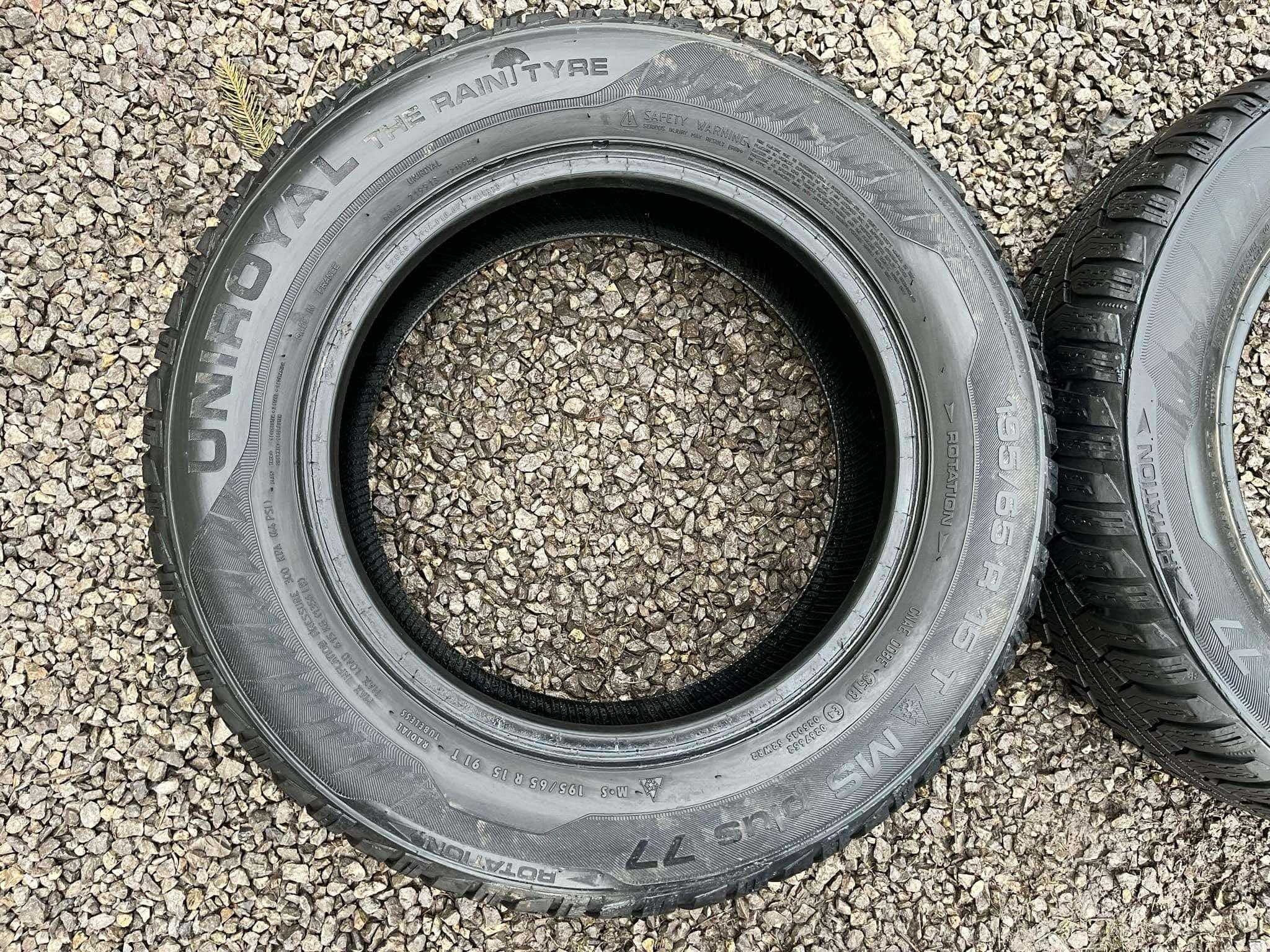 Opony 195/65R15 Uniroyal MS Plus 77 Zima 2sztuki 6,38mm bieżnika