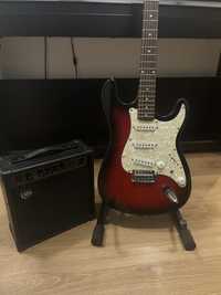 ZESTAW gitara elektryczna Stratocaster Piękny kolor + Wzmacniacz Gitar