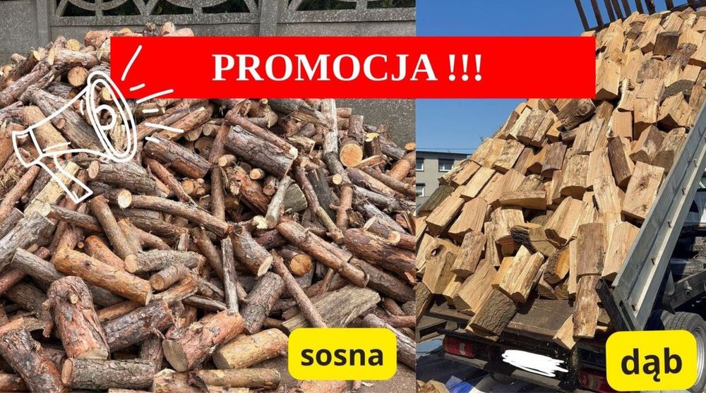 Drewno kominkowe opałowe SOSNA DĄB BRZOZA OLCHA dowóz GRATIS