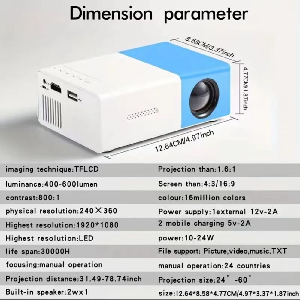 Przenośny Mini projektor YG300