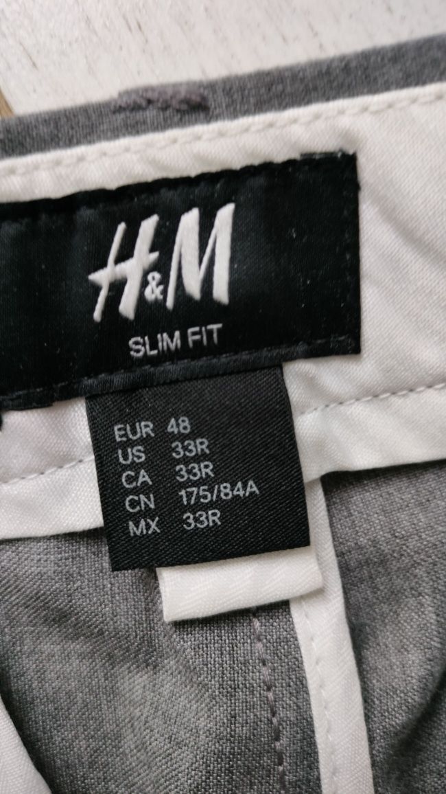 Spodnie garniturowe męskie H&M rozm. 48 slimfit szare