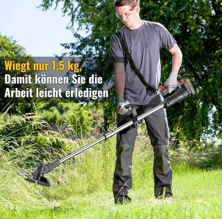 Akumulatorowa podkaszarka do trawy z 2x akumulator 4ah. Szara