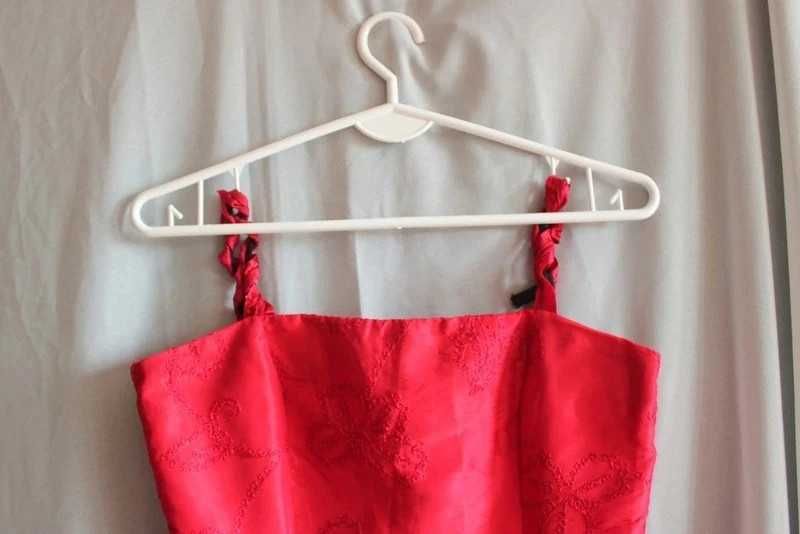 Czerwona sukienka mini wesele studniówka z wiązaniem  vintage retro