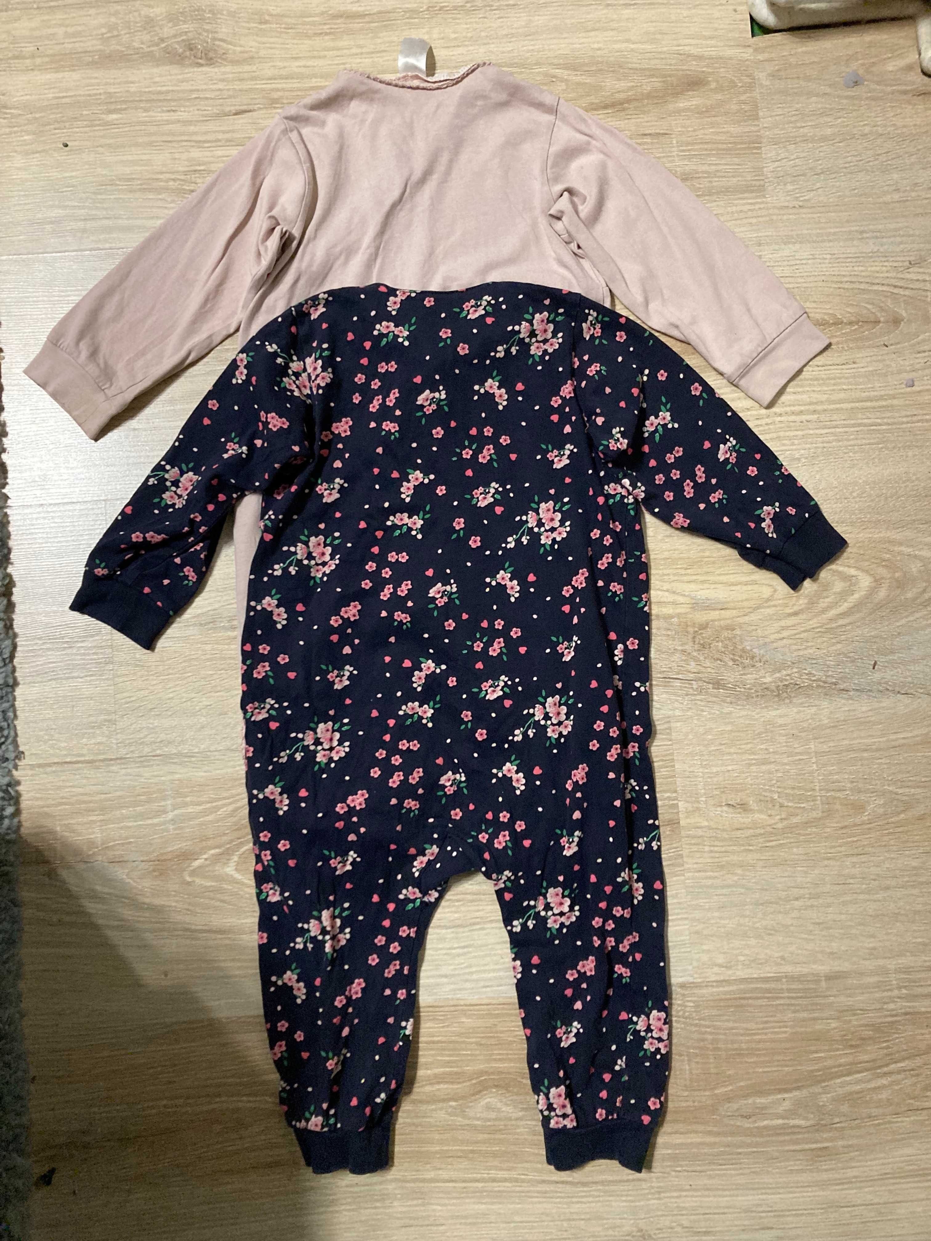 Śliczne śpiochy H&M 86 kwiaty 12-18 mies granat i róż