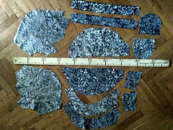 Для нарядов кукол набор ткань  серебряная парча
