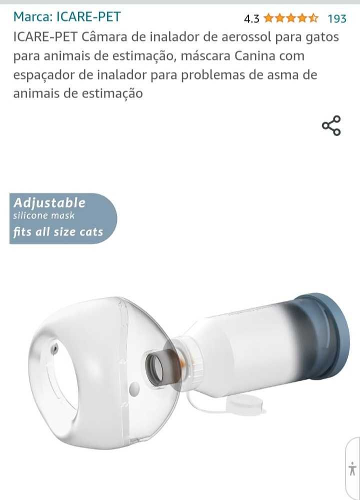 Inalador aerossol para cães e gatos