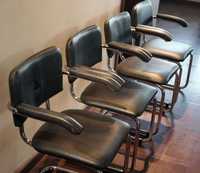 4 fotele / krzesła Nowy Styl chrom skóra biuro gabinet -75%