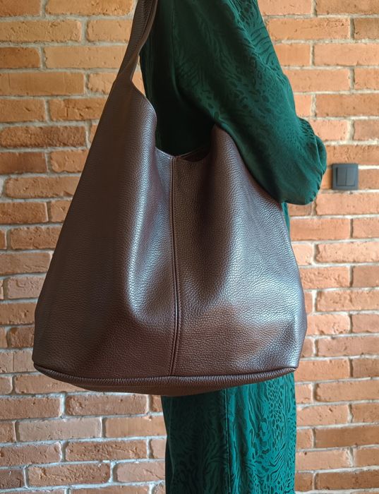 Torebka włoska Vera Pelle skóra naturalna na ramię i do ręki