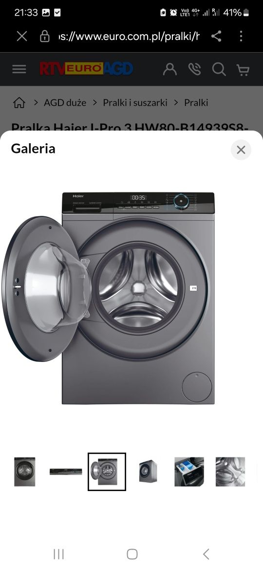 Pralka Haier I-Pro 3 HW80-B14939S8-S 8kg 1400obr/min