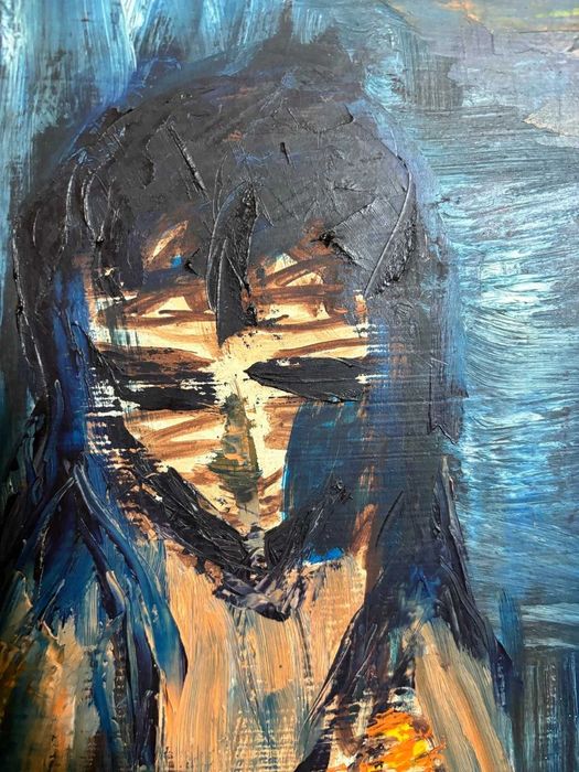 A minha pintura a óleo original assinada, "A Criança de Maria".