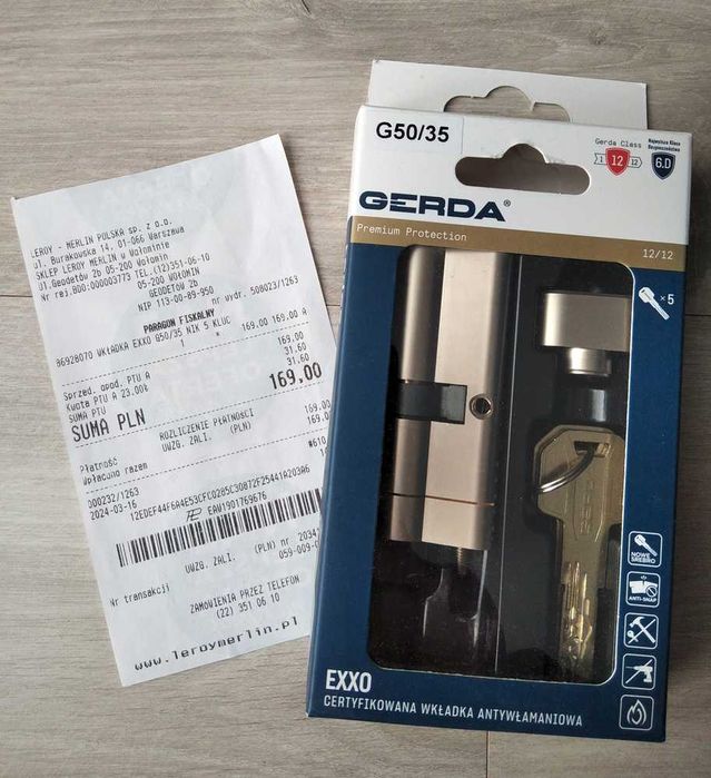 Zamek - wkładka antywłamaniowa Gerda Exxo G50/35