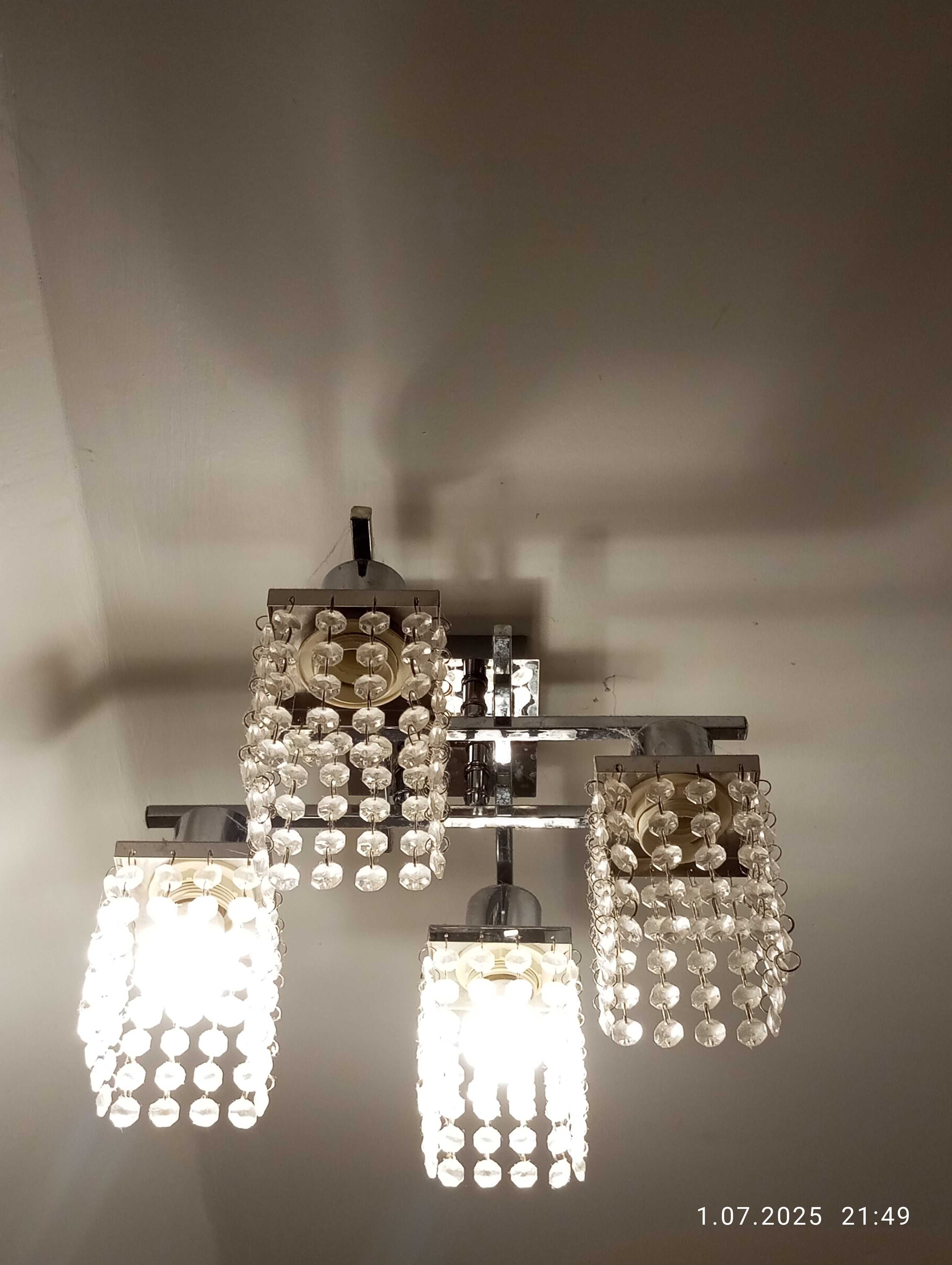 Lampa piękna elegancka Glamour kryształy szkiełka 4 żarówki