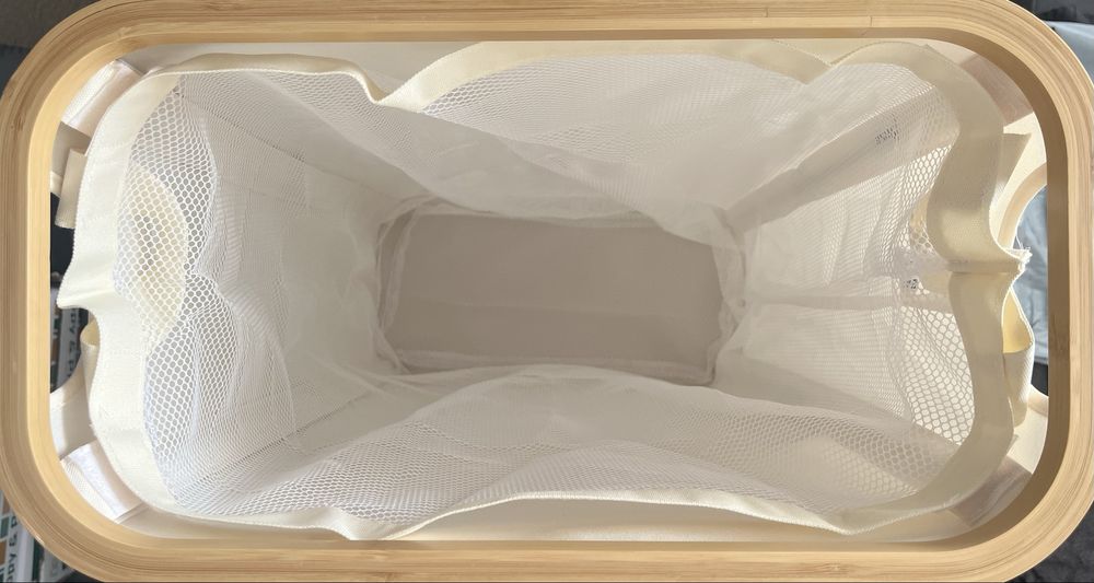 Kosz na pranie iEGrow 60L beżowy z pokrywą składany