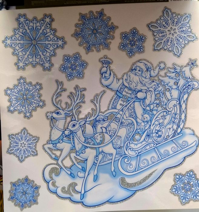 Наліпка на вікно новорічна  4 види