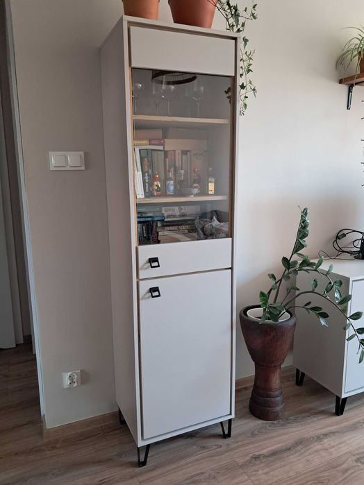 Witryna do salonu Agata meble kolor beżowoszary