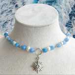 Choker Handmade Akwamaryn Naturalne Perły Słodkowodne Rękodzieło