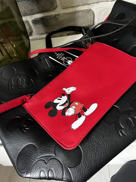 Torba shop perka Desigual nowa skóra ekologiczna Myszka Miki czarna