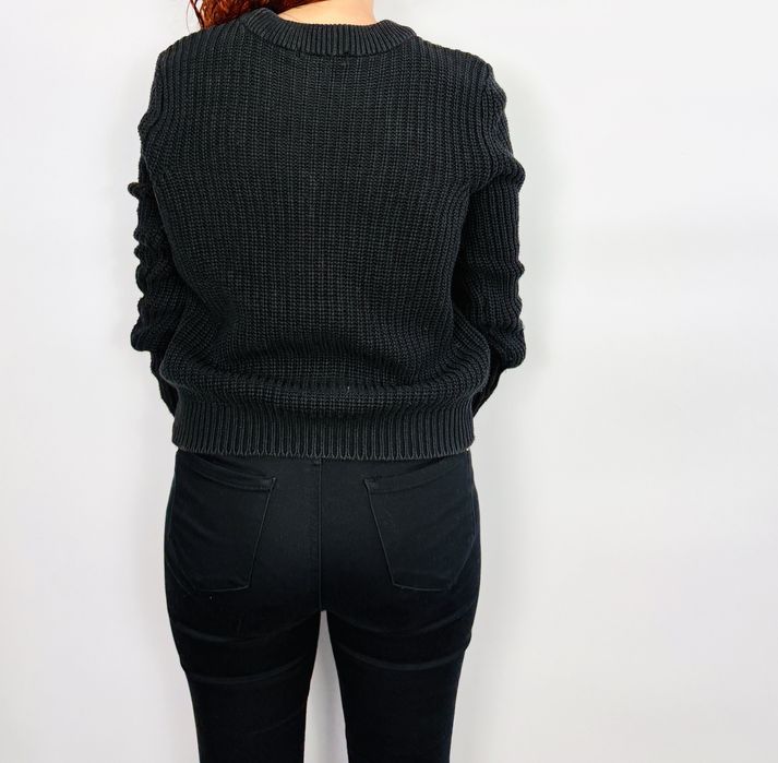 Czarny fakturowany sweter S 36 H&M