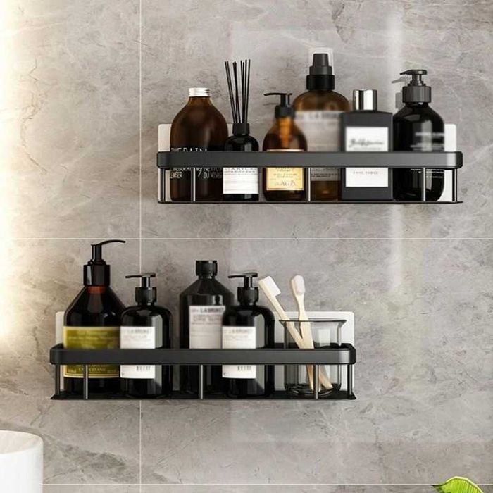 2x metalowe półki łazienkowe pod prysznic czarne WSZĄCE LOFT