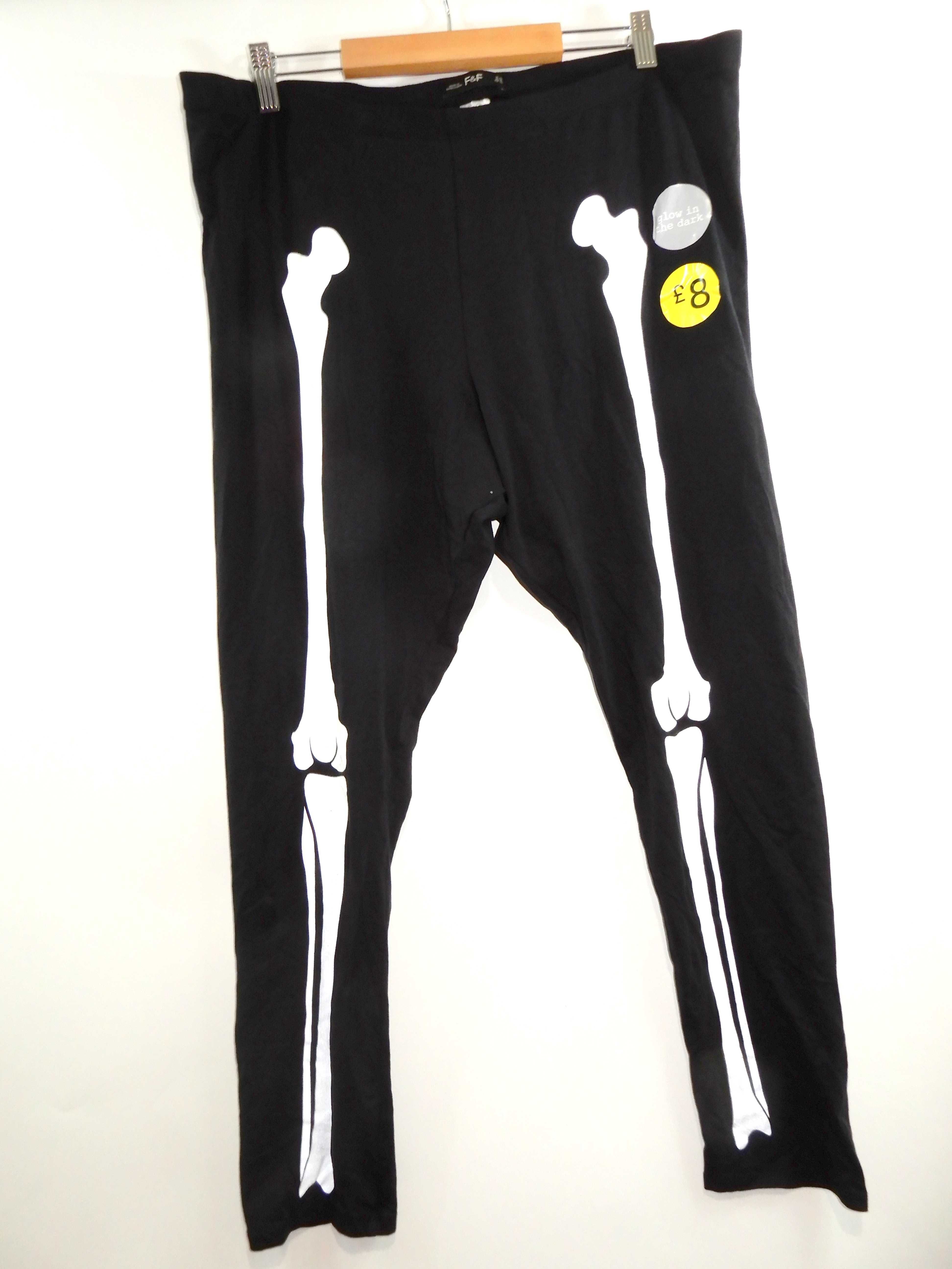Kostium przebranie halloween kościotrup getry legginsy czarne 50 5XL