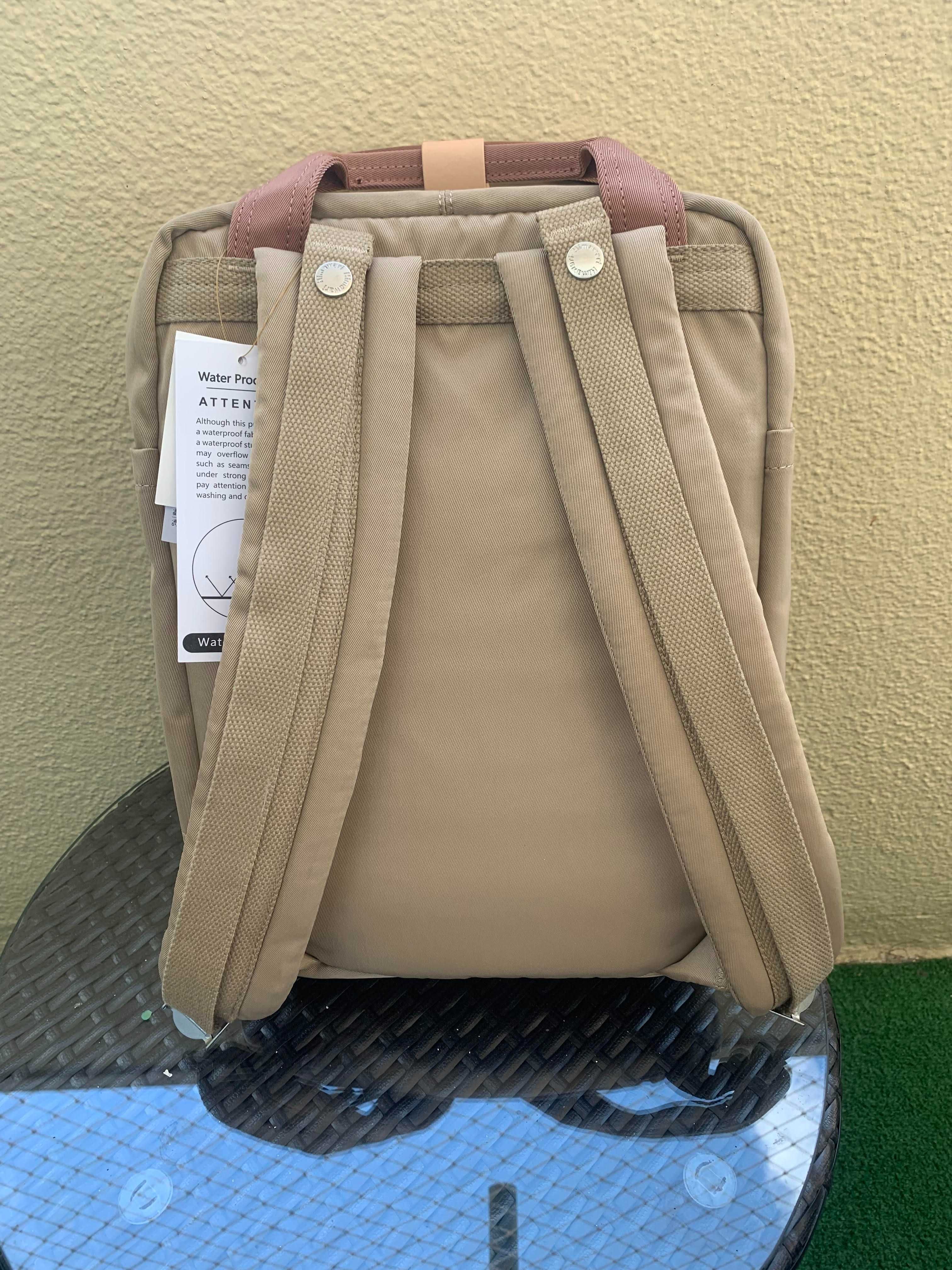 Mochila Vintage Classica Himawari Navy Tan Azul Bege