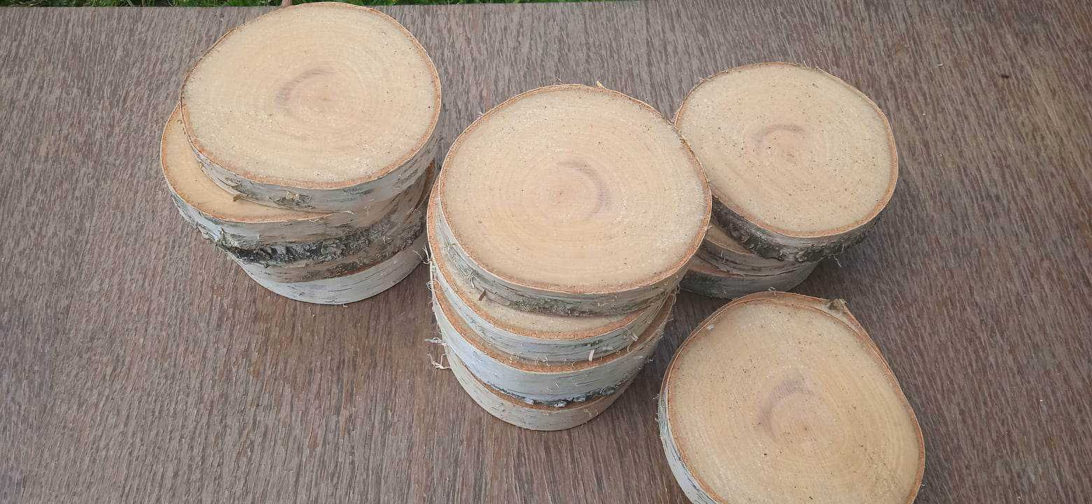 Plastry drewna, 30 sztuk, 10-15 cm, krążki drewniane, brzozowe