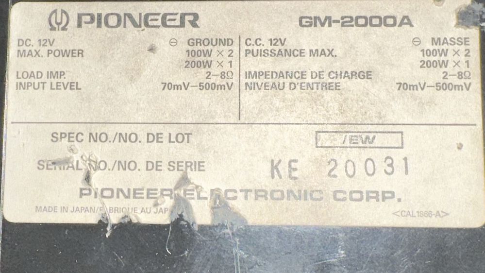 Pioneer DEX-M88RDS + DEQ7500 + GM-2000A + CDX-P600 + CDX-P22