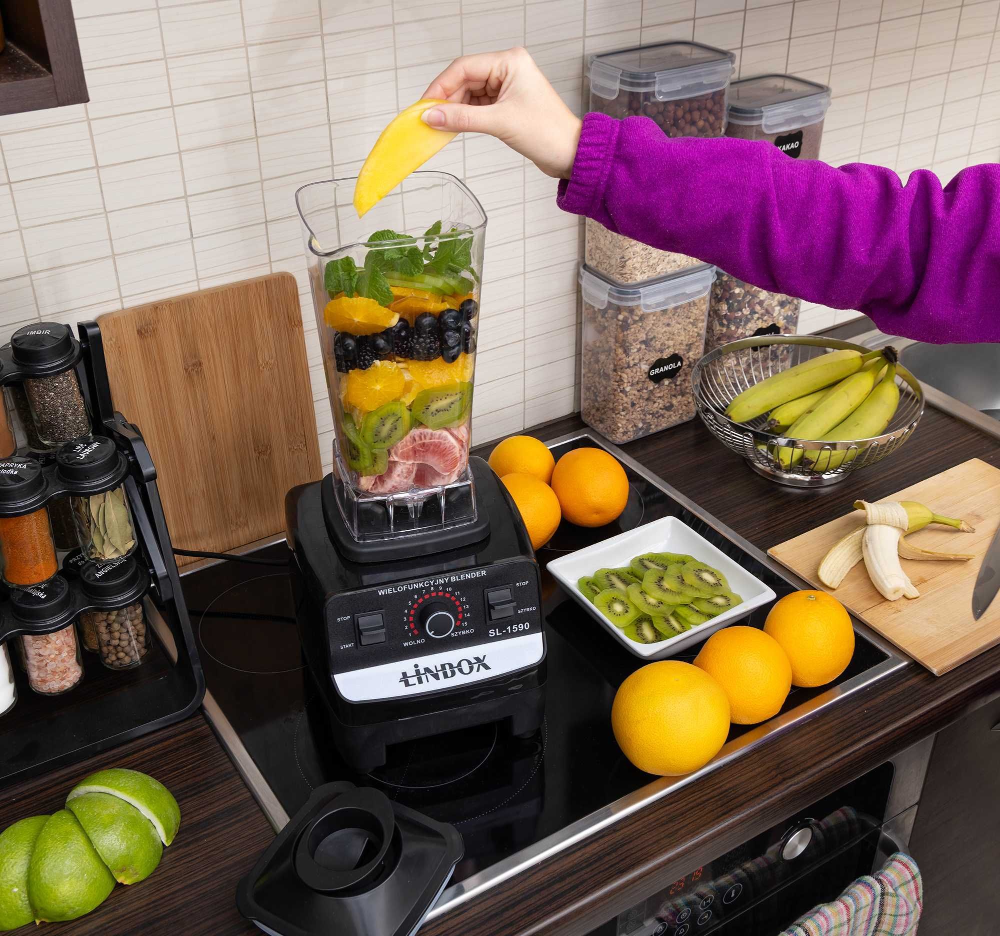 Mocny blender kielichowy 3800W 2L młynek do Smoothie Czarny 2 Kielichy