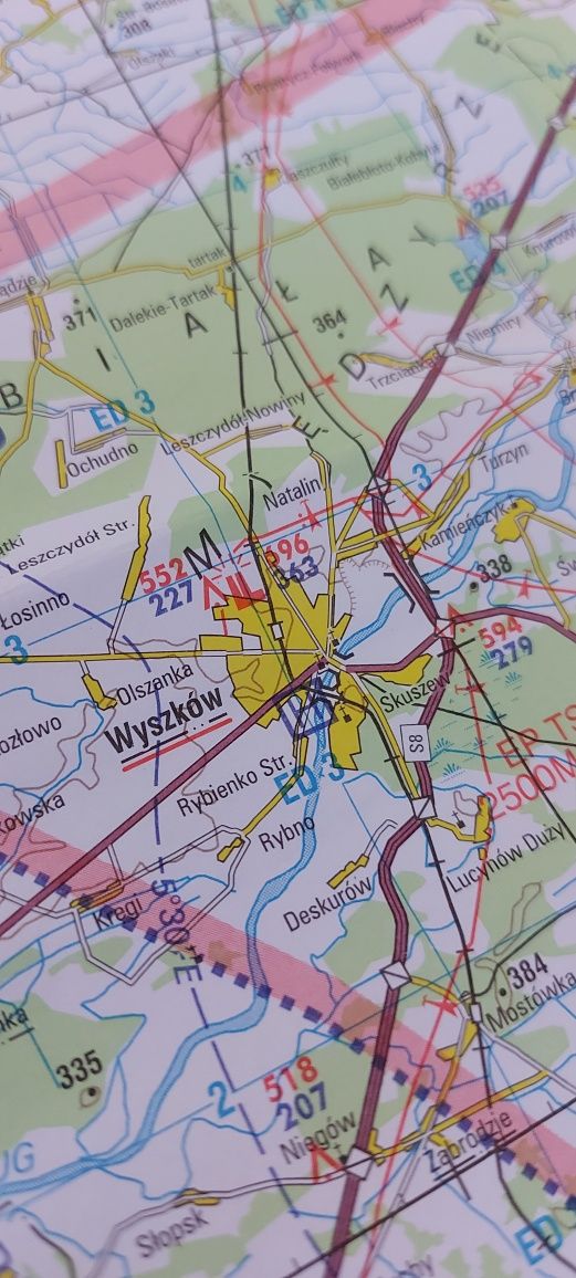 arkusz lotniczej mapy Polski 1:250 000